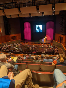 A view from the audience in Eastvold Auditorium during Todd Cambio's lecture. (Truncale)