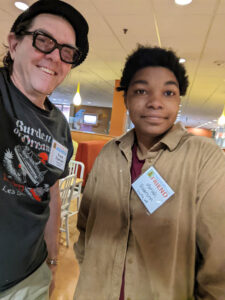 Mariah Roberson, just starting to learn about lutherie, came as a guest of Todd Cambio. (Truncale)