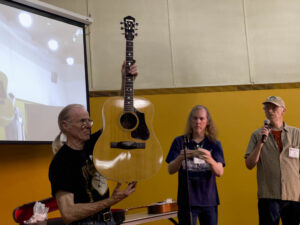 A guitar made by the late Denny Stevens was donated by the family of late luthier Chris Herbert. (McElrath)    