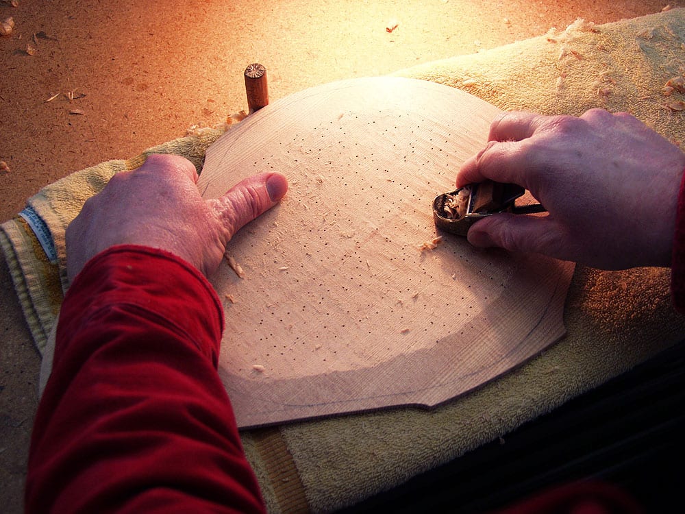 Take a closer look at carving the top down to the thickness marker holes.