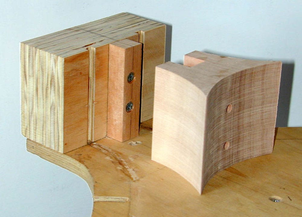 This shows a different view of the construction of a solid heelblock.