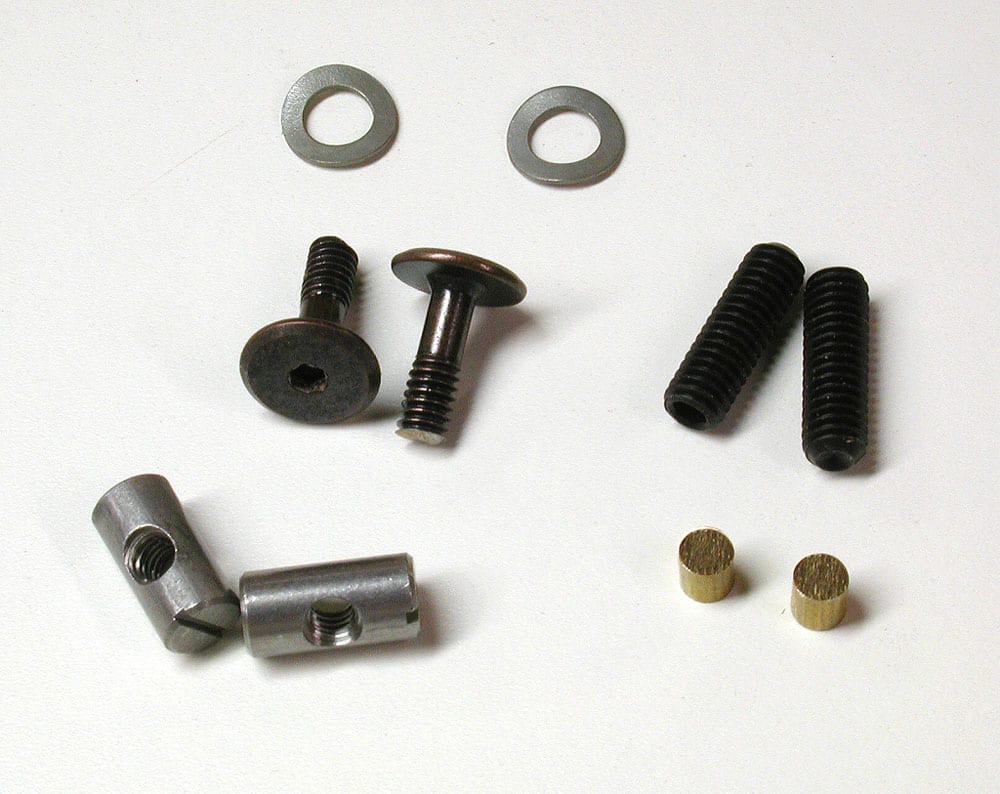 The hardware parts used in Mike Doolin's adjustable neck joint.