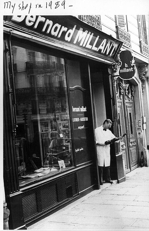 Bernard steps out of his Paris shop in 1989 to get some natural light.
