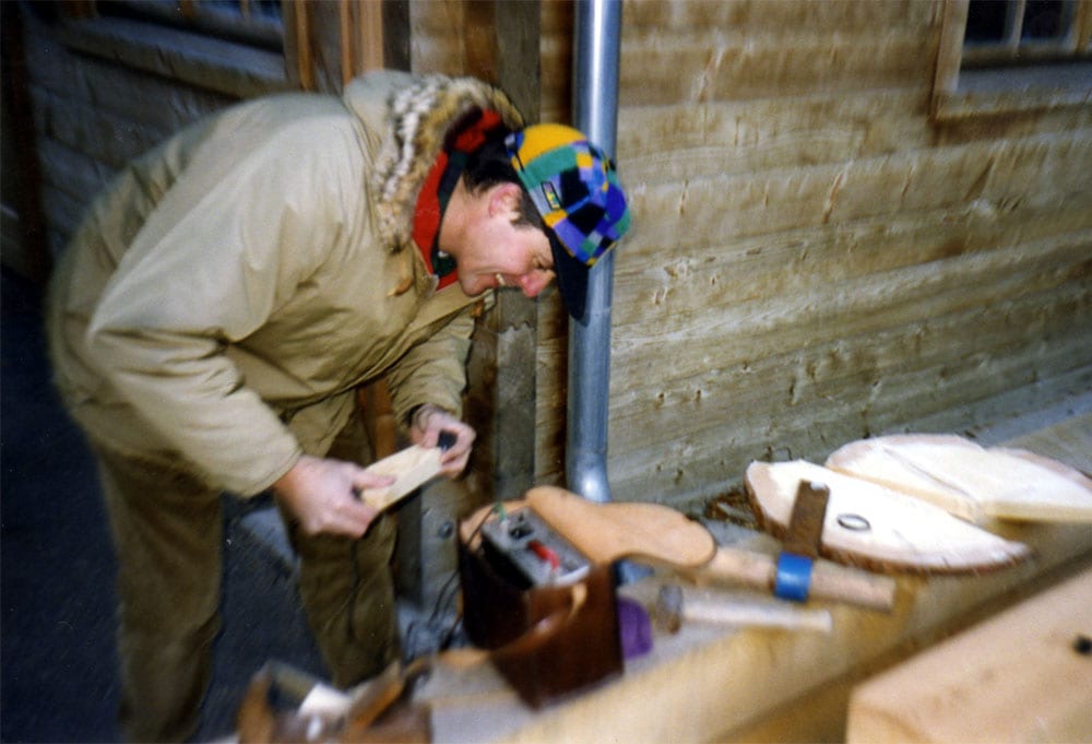 Using the Lucchi meter to select wood in the Alps, 1999.