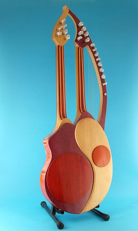 Three views of a recent Eaton double neck harp guitar with Transperformance tuning system. (image 3 of 3)