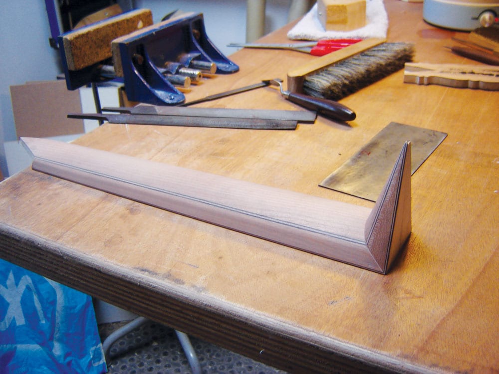Neck of the larger guitar before the peghead was attached.