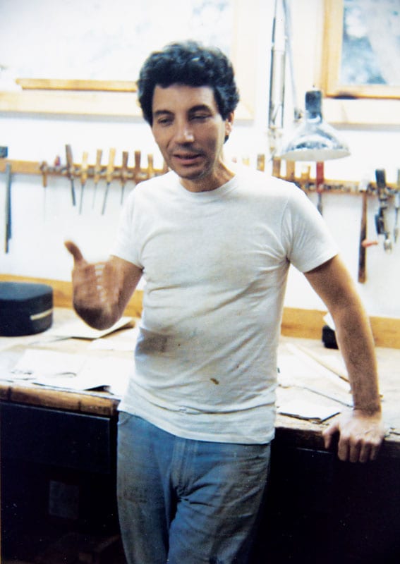 In Jimmy D’Aquisto’s shop, 1986 (Image 4 of 5).