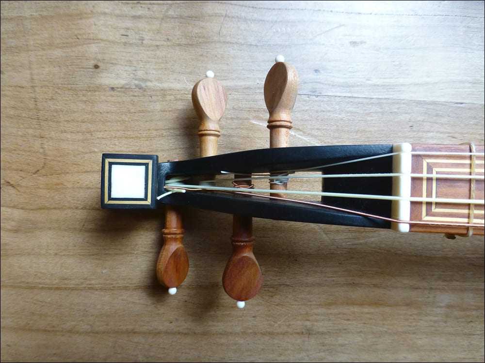 Details of Sebastian’s instrument based on “the Cremona mandolin.” (Image 1 of 6)