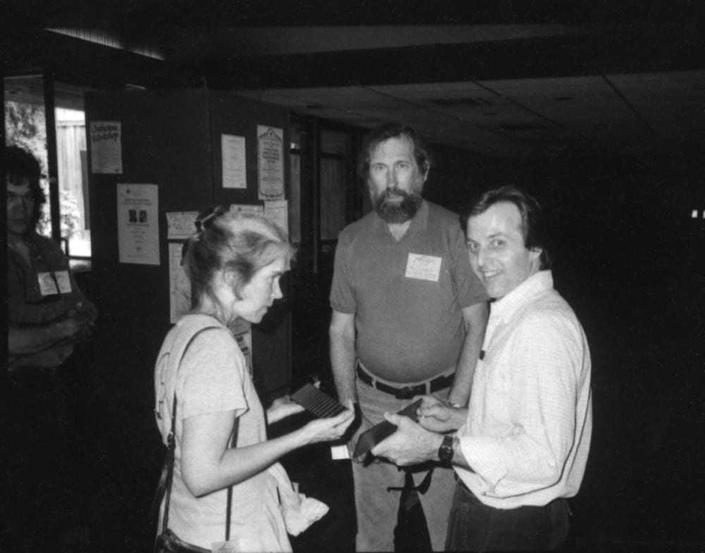 Cyndy Burton, Richard Schneider, and Jeff Elliott at the 1986 GAL Convention in Tacoma.