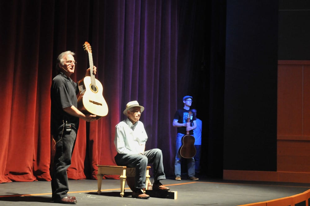 Moderating the classical guitar listening session with player Peter Ziza, and assistant Aaron Andrews at the 2014 GAL Convention in Tacoma.