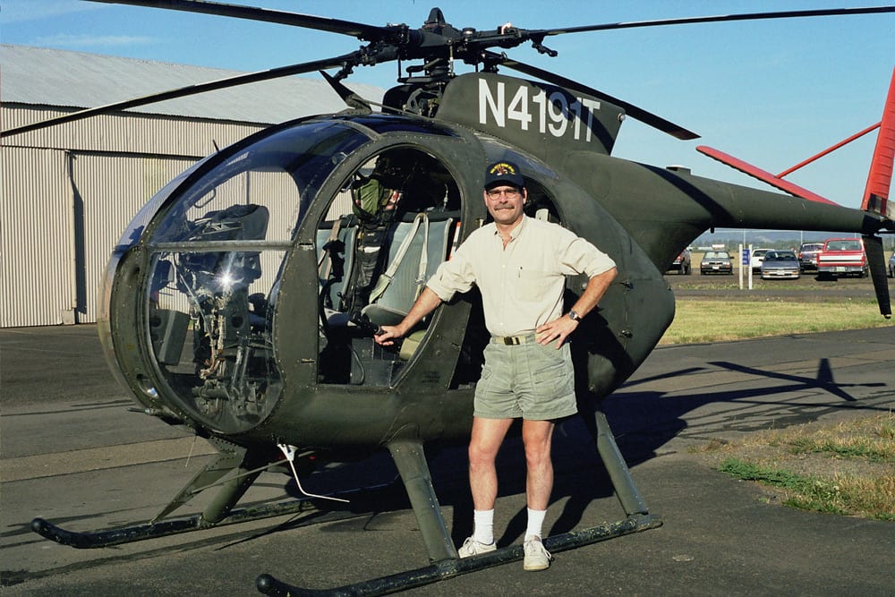 With LOH-6 helicopter, 1998.