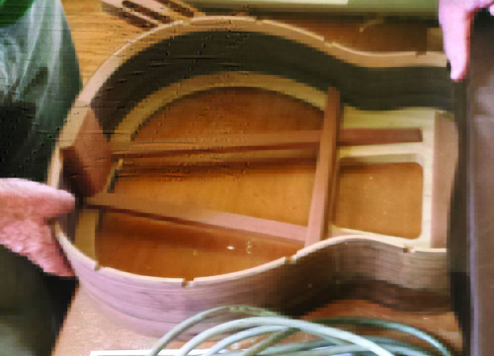 The rigid and heavy Australian-style body of a Caldersmith guitar (Image 1 of 3).