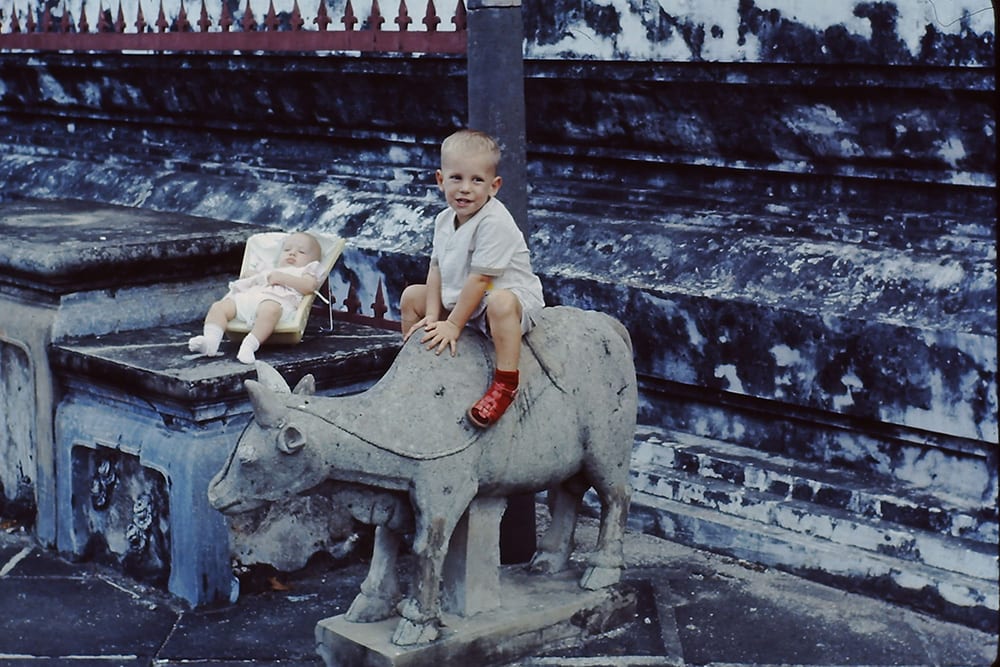 Thailand, 1965. My Dad was a Navy Seabee, so we moved a lot. My sister was born in Bangkok, Thailand in 1965 and we moved to up country to Chiang Mai the next year. I was rocking those little red shoes.