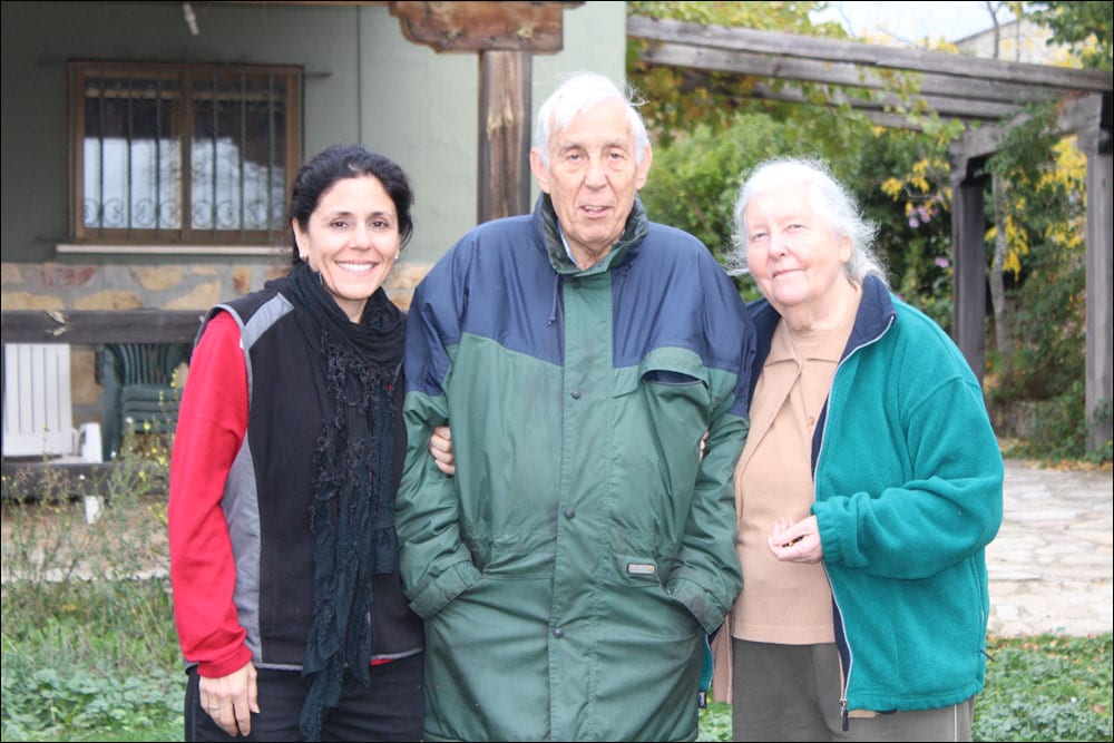 Mónica Esparza, José Romanillos, and Marian Winspear Harris outside José and Marian’s home in Guijosa, Spain, in November 2015.