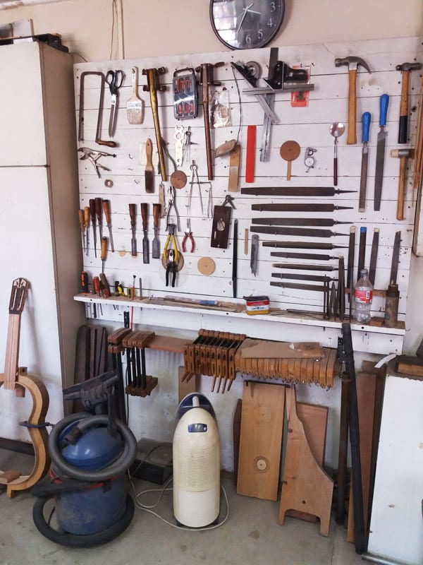 The workshop is well laid out and organized with everything in easy reach.