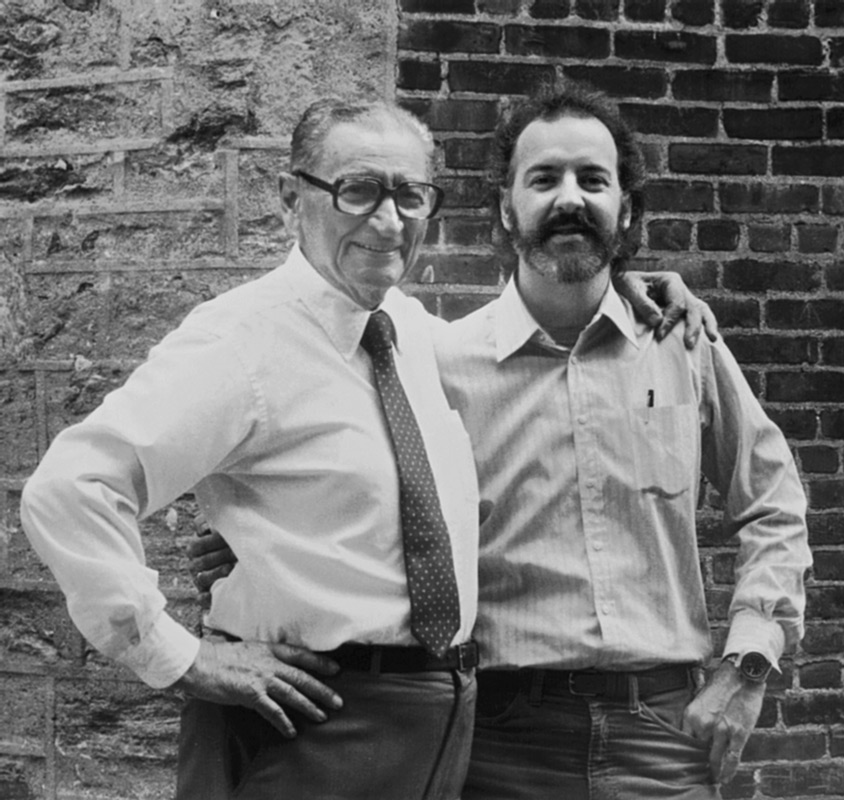 Mario Maccaferri, left, with John Monteleone, 1985. Photo courtesy of John Monteleone.